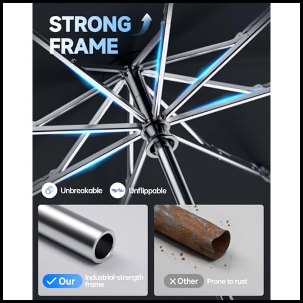 Windproof Travel Umbrella Automatic Reverse Fold … - image 5